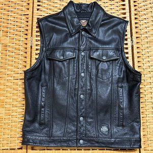 Harley Davidson Motorcycle Leather Vest Men's L